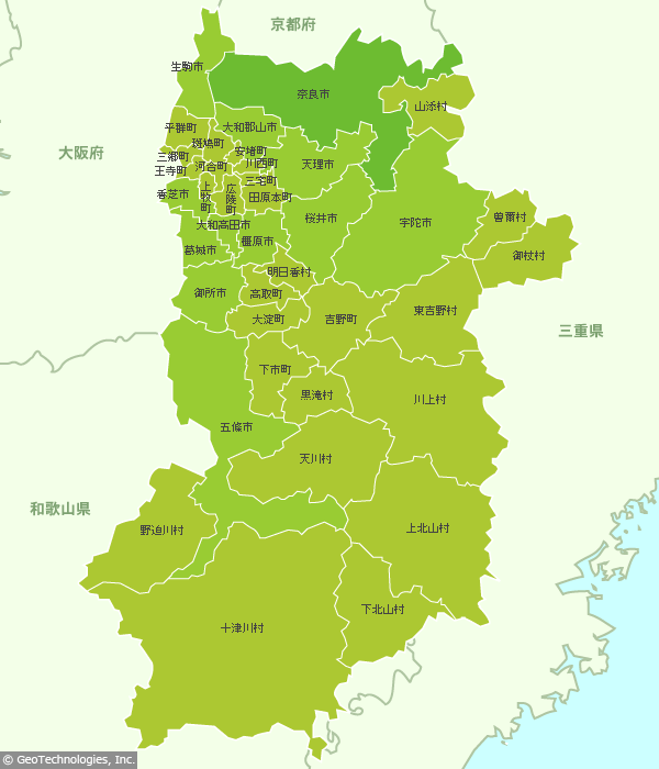 日本地図と奈良県のイラストイラスト無料・かわいいテンプレート