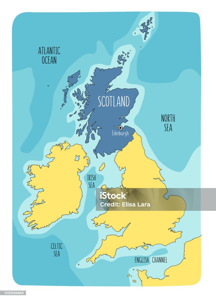 イギリスイギリスのグレート ブリテンおよび北アイルランドの地図4 つの国 イングランドウェールズスコットランドni に分かれています単純なフラットベクトル図