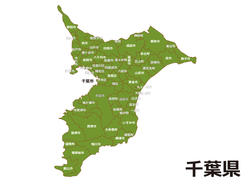 千葉県 市町村地図 -