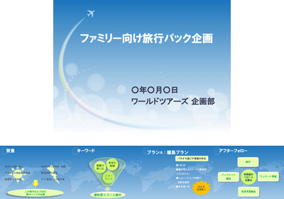 旅行と観光のPowerPointプレゼンテーションテンプレートPremiumベクトル素材