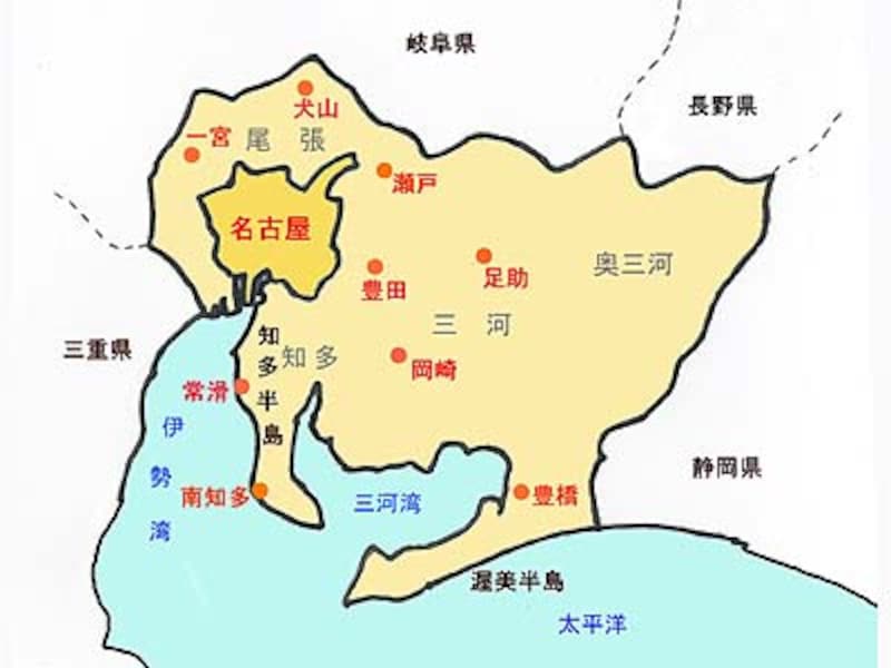 愛知県の地図 等高線・色分け・市町村・区分け のイラスト素材47815907-
