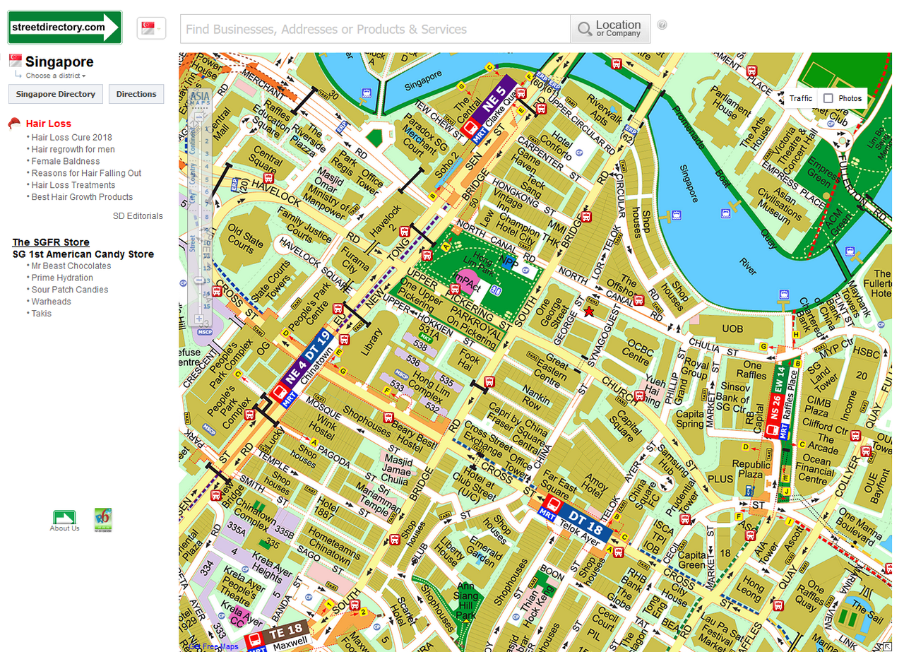 手描きスタイルの愛らしいシンガポール旅行地図Premiumベクトル素材