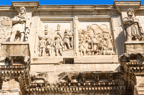 ローマ市内の古代遺跡 イタリアドルーススの凱旋門 トラヤヌスの凱旋門、アントニアーナ水道 の写真素材51129180- PIXTA