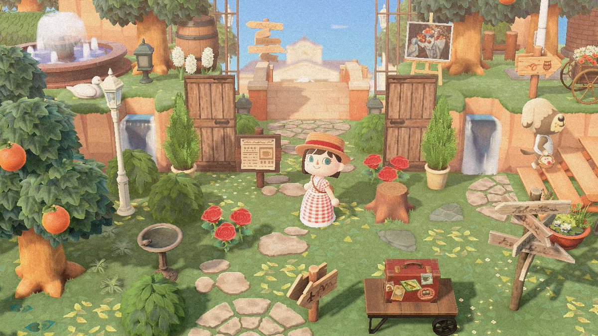 あつ森01 オシャレな島の入り口『案内所と飛行場が近い入口レイアウト』まとめました。 島クリエイター