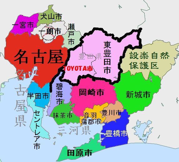 愛知県 県域 の白地図ラクして、楽しい、楽地図