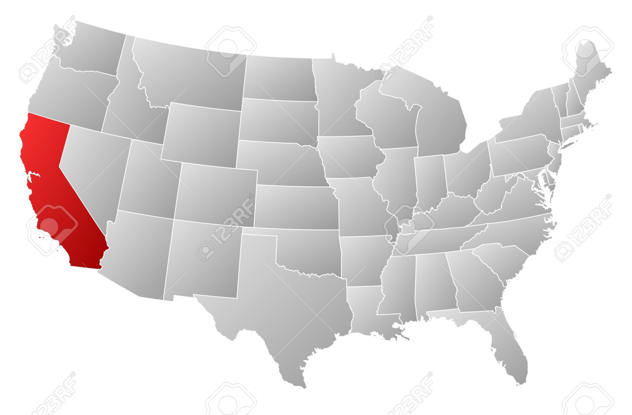 カリフォルニア州。米国の行政地図。のイラスト素材・ベクター Image 51684680