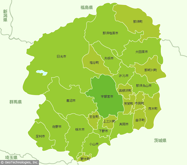栃木県の地図Map-It マップ・イット