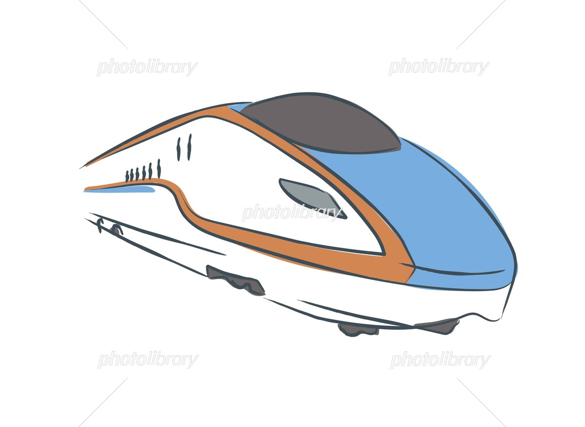 新幹線 イラスト かわいい 青空の写真素材 -