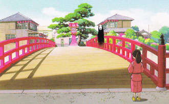 伊香保温泉 新緑と河鹿橋 「千と千尋の神隠し」に出てくる赤い吊り橋のモデルになった説があるそうです。群馬県