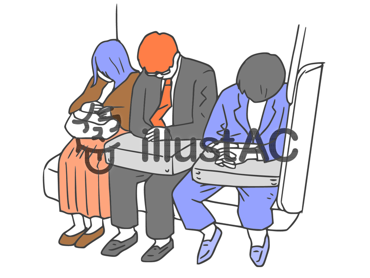 サラリーマン 電車 寝る 会社員の写真素材