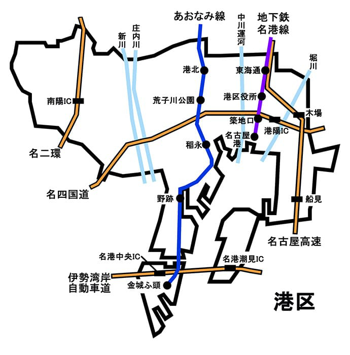 名古屋市:港橋と運河 港区