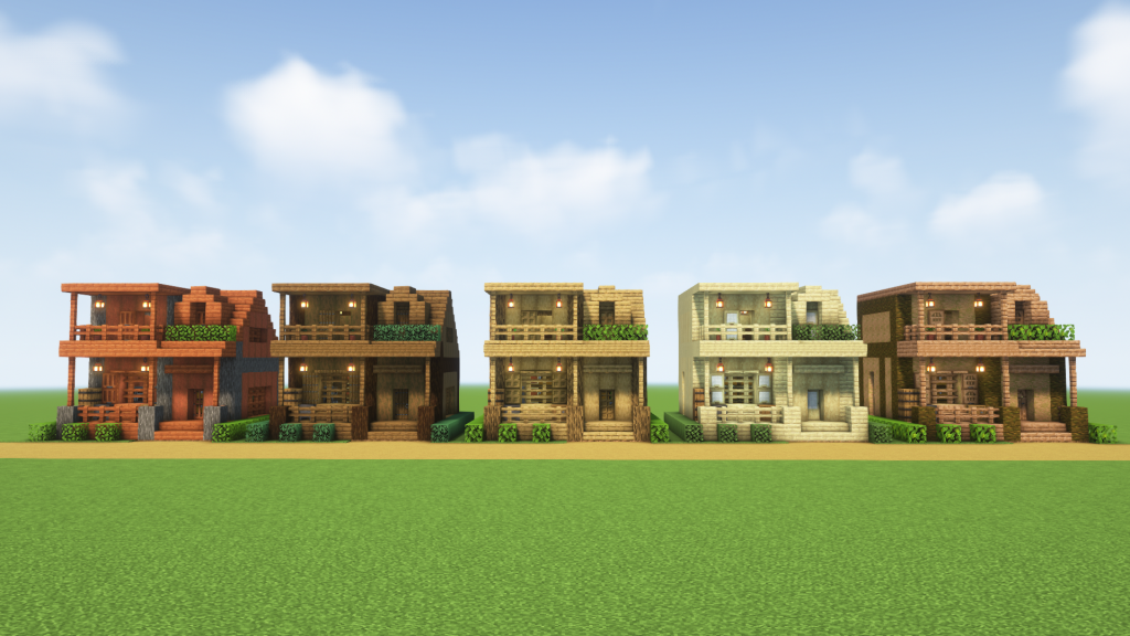 マイクラ建築 木造2階建ての二世帯住宅 印刷できる階層別設計図付きマーチのマイクラ建築レシピ