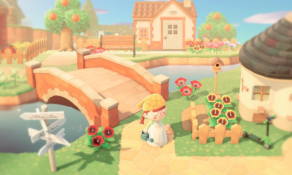 あつ森 飛行場から繋がる北欧風の街並み道・お庭づくり anuenue island