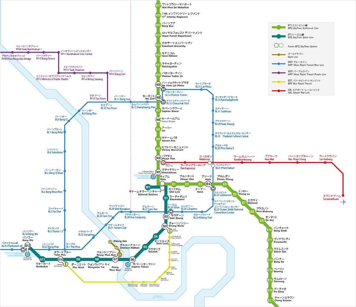 バンコク市内の電車・路線図と主要停車駅を分かりやすく解説タビスパタイ旅行予約サイト-バンコクのスパ・現地ツアー・レストランを紹介