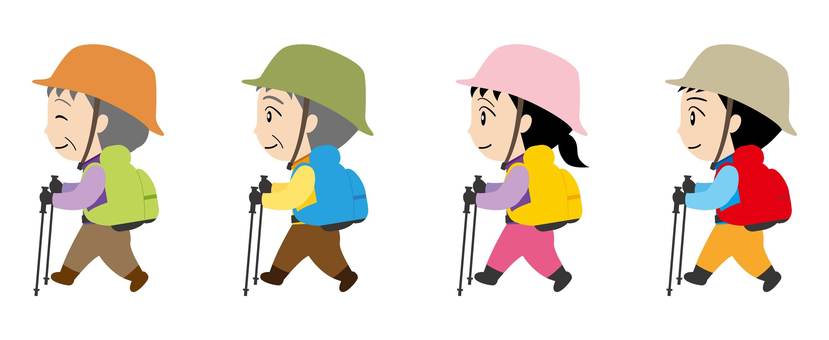 無料イラスト夏の山を登る家族パブリックドメインQ：著作権フリー画像素材集