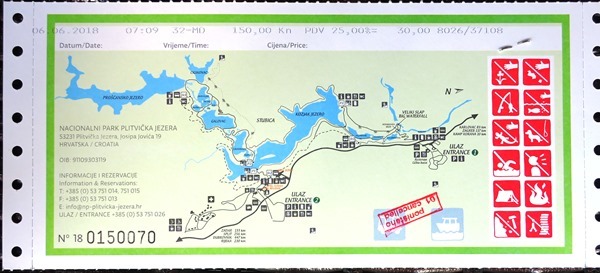 プリトヴィツェ湖群国立公園の入場券