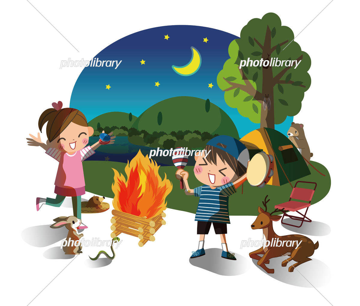 アニマルキャンプのイラスト無料素材ならフリービーAC