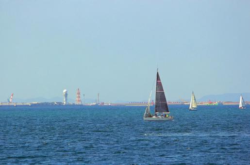 ストライプ帆ヨット イカリハンセン ヨット モデルヨット ホワイト