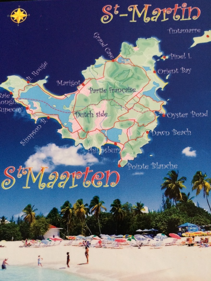 旧セントマーチン島、アンギラ島、セントバーツ島の地図1960 年カリブ諸島のビンテージ チャート ポスター -