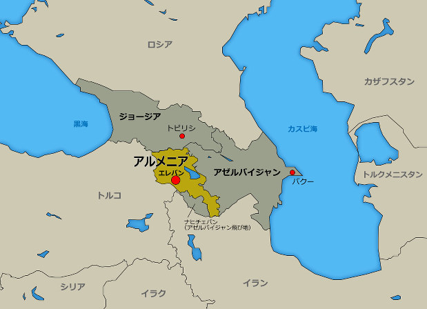 アルメニアとアゼルバイジャンの間のナゴルノ カラバフ地域の地図イラスト —