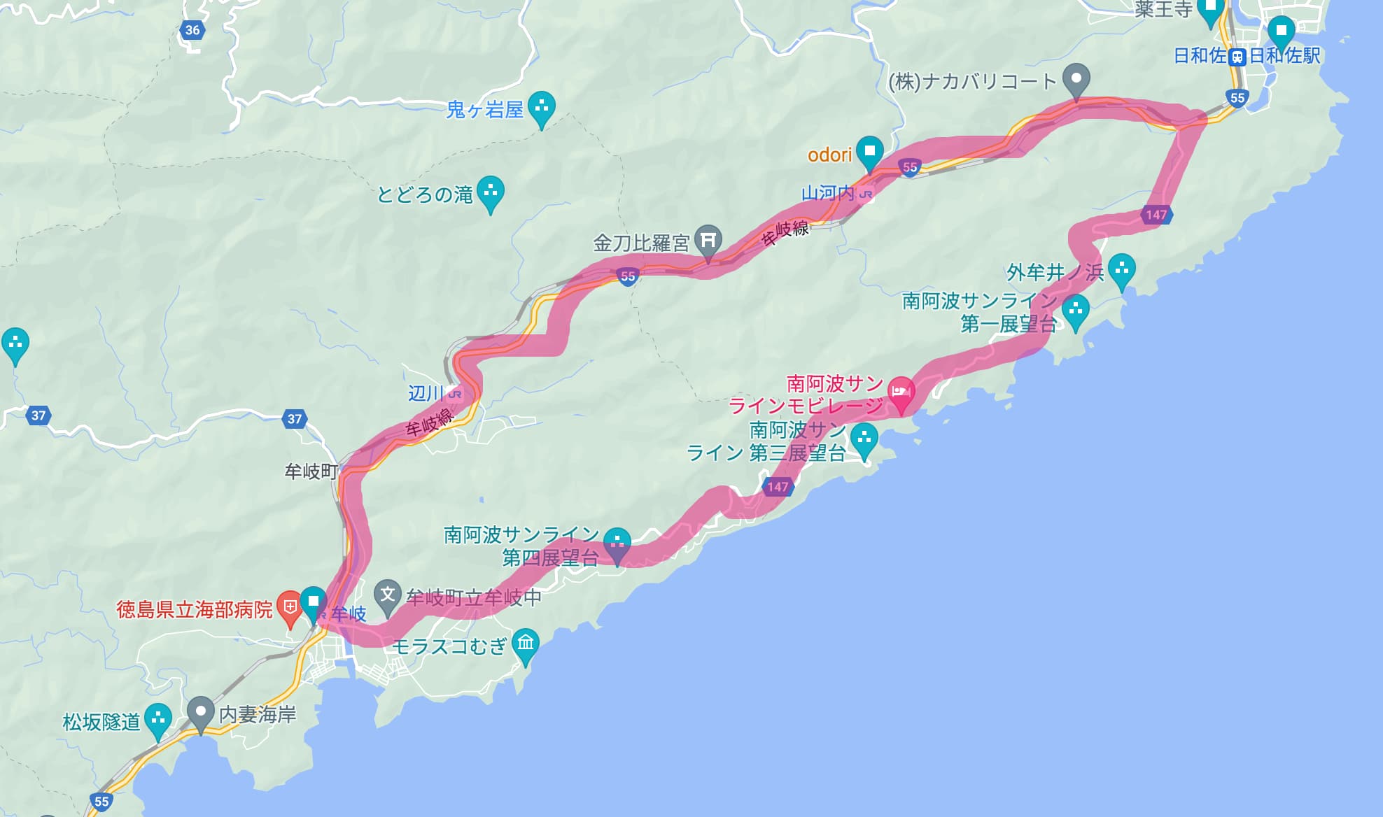 美波町 南阿波サンライン第一展望台 - しこくまっぷ