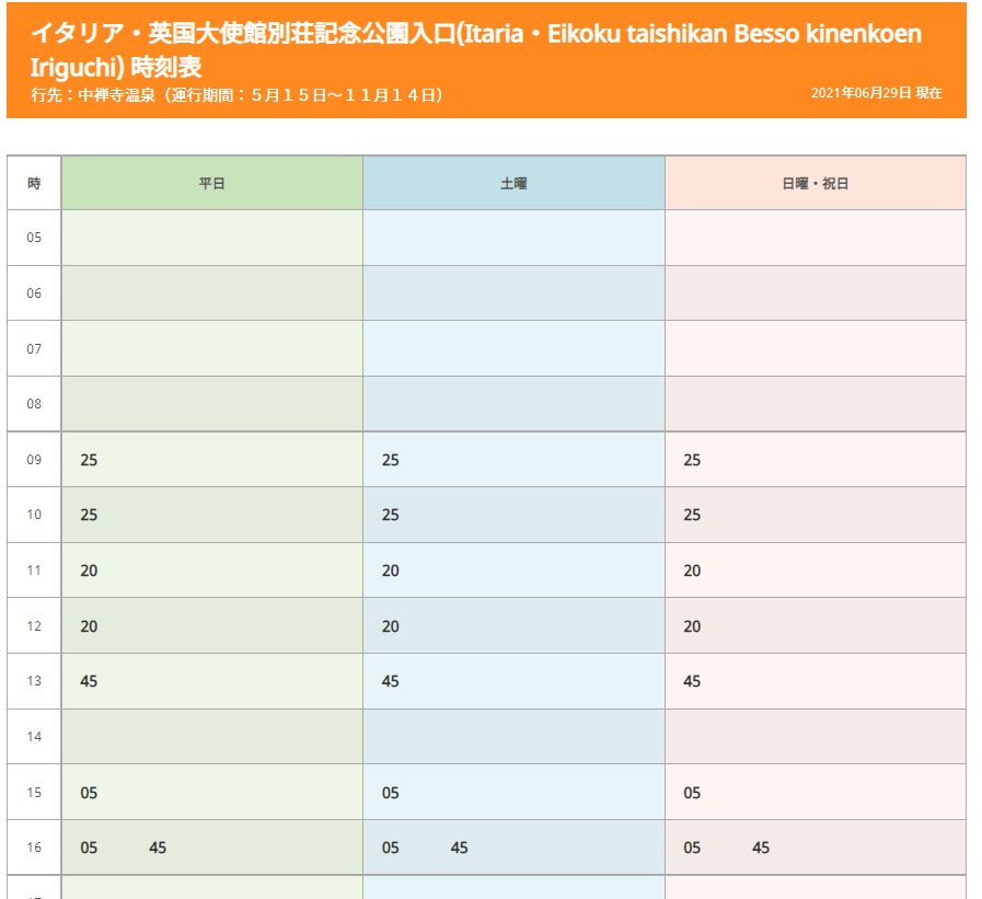 中禅寺温泉バス停から半月山行バス運行開始11 10迄 新着情報日光観光ライブ情報局