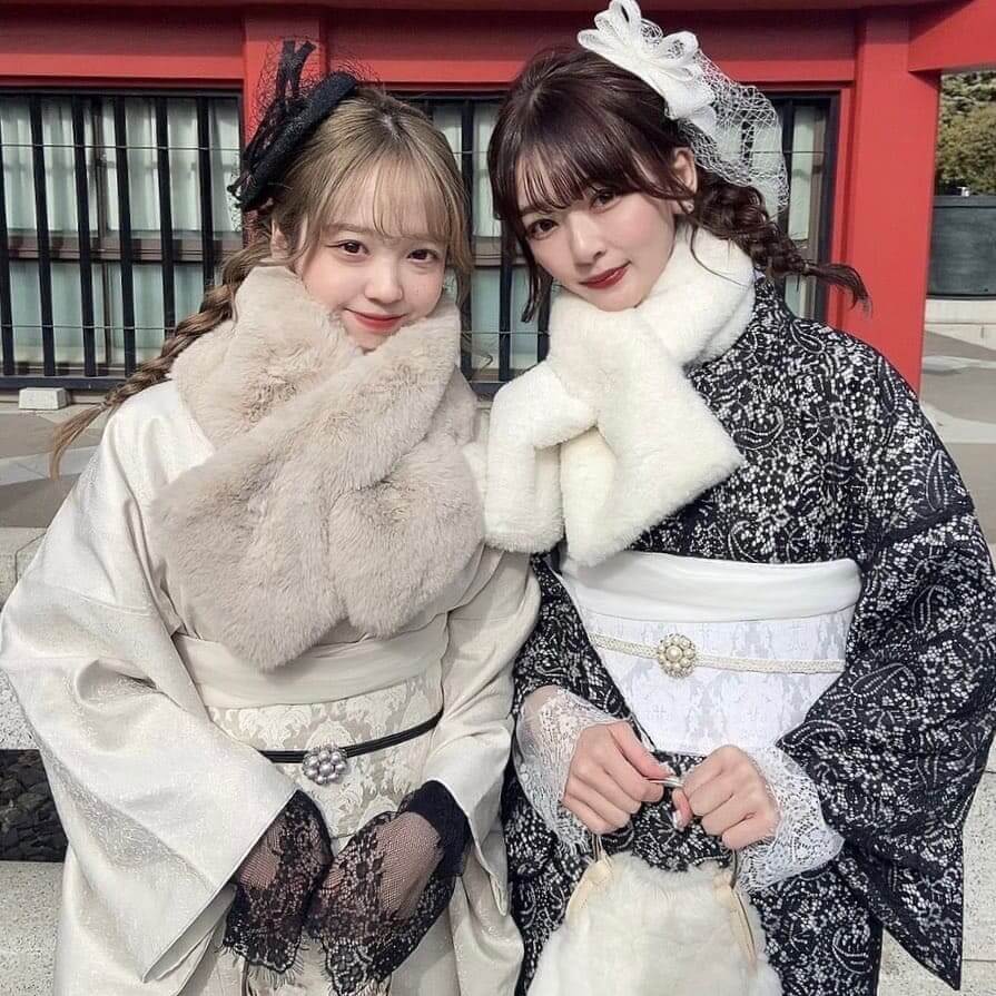 嵐山でおすすめな冬のレトロ着物レンタルコーデ梨花和服 嵐山店