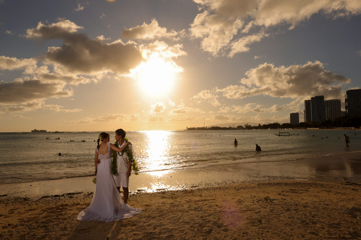 ハワイフォトウェディング サンセットフォト カピオラニパーク Y＆Nハワイ