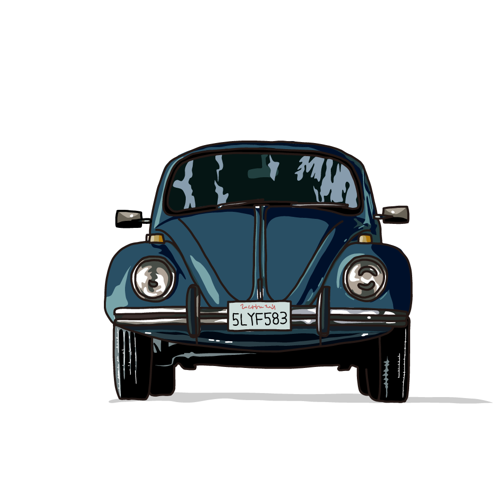 シンプルな赤い車 正面：イラスト無料