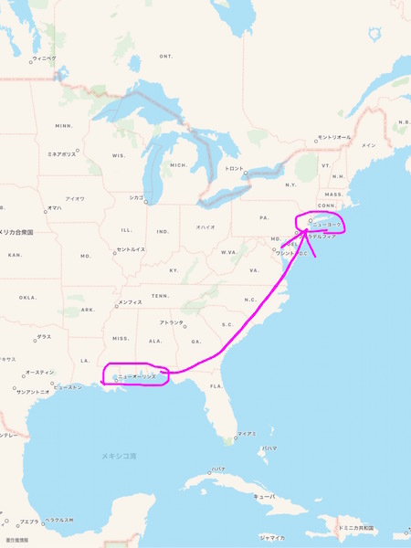 ニューオーリンズの地形図、標高、地勢