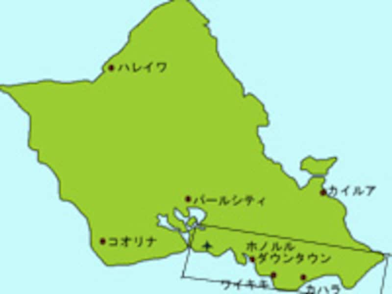 ハワイ州オアフ島、首都ホノルルの政治地図。ハワイ諸島とハワイの一部、北太平洋にあるアメリカ合衆国の州。集いの場として知られています。図。ベクター。のイラスト素材・ベクターImage 175459298