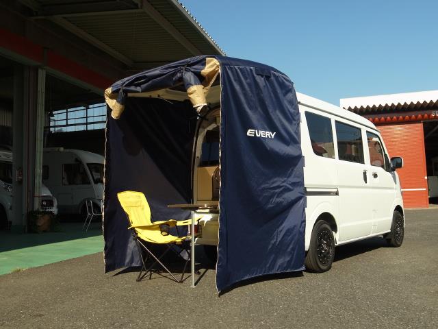 自作バックドアタープとサイドタープ！組み合わせた新しいバージョン！ バモス車中泊DIY自作軽キャン