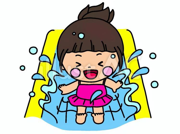 ウォータースライダーを滑る女性 – イラストせんせい使いやすいフリー素材集