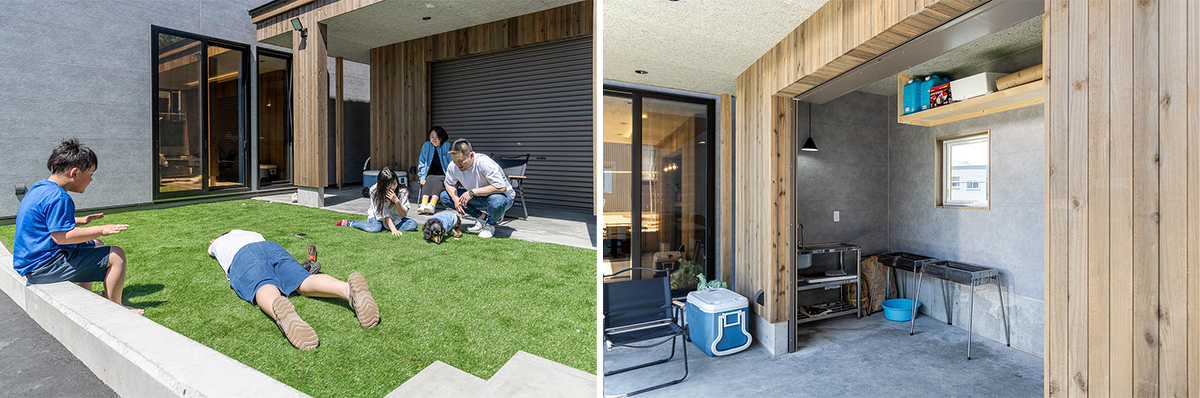 晴れている日はご近所さんみんなと自宅の庭でBBQ!!。宮城県の住宅建築の実例：アイフルホーム仙台東店注文住宅のFCハウスメーカー アイフルホーム