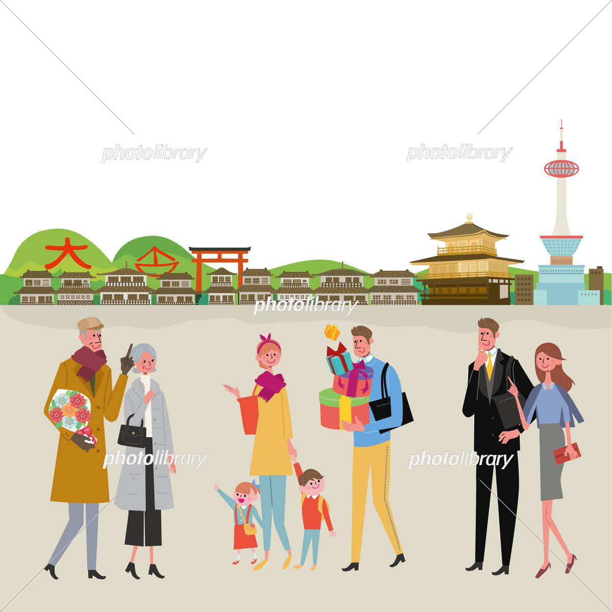 フリーイラスト夕焼けと清水寺と五重塔パブリックドメインQ：著作権フリー画像素材集