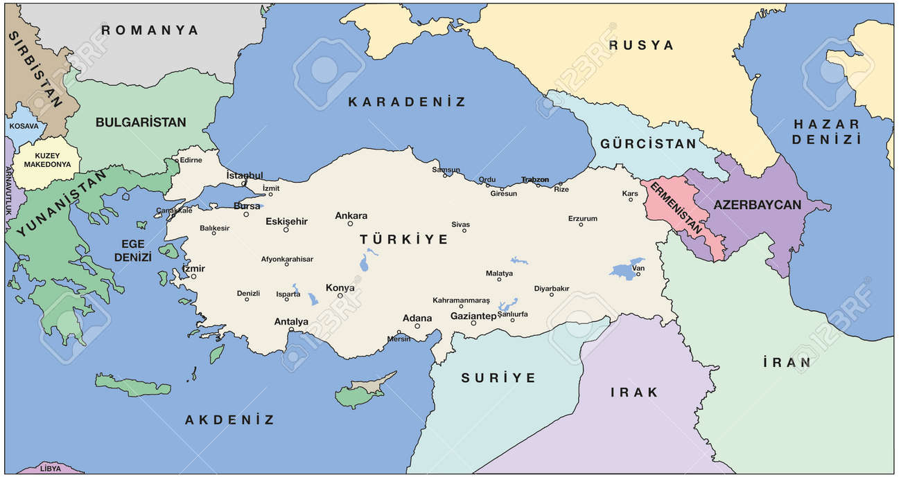 トルコの拡大と青い世界地図. ストックベクター ©boldg 114723126