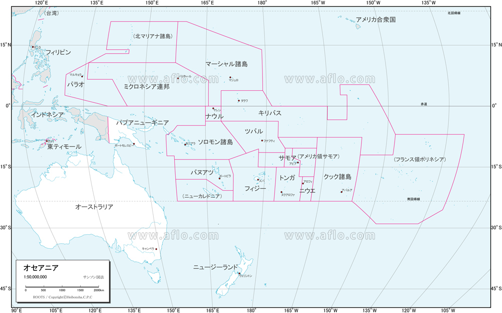 正射図法白地図 東南アジア中心