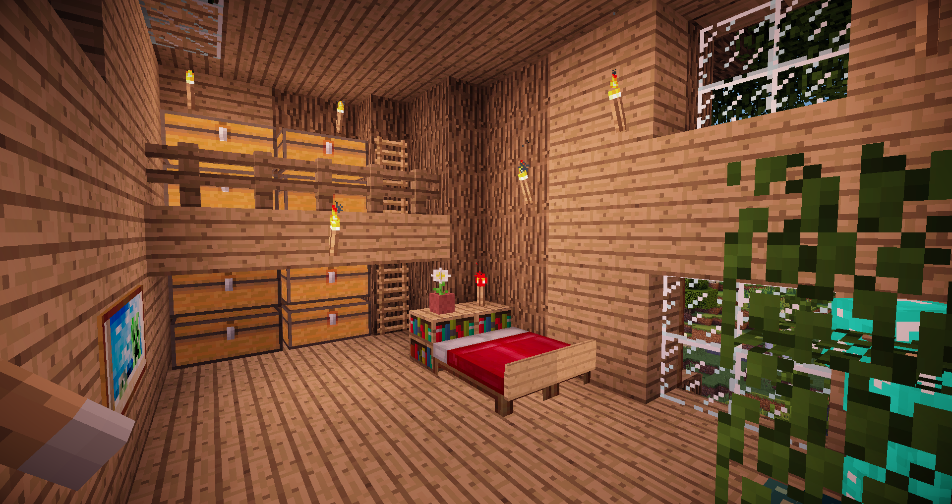 マイクラ建築 バルコニー付きの石の家・内装 作り方付きマーチのマイクラ建築レシピ