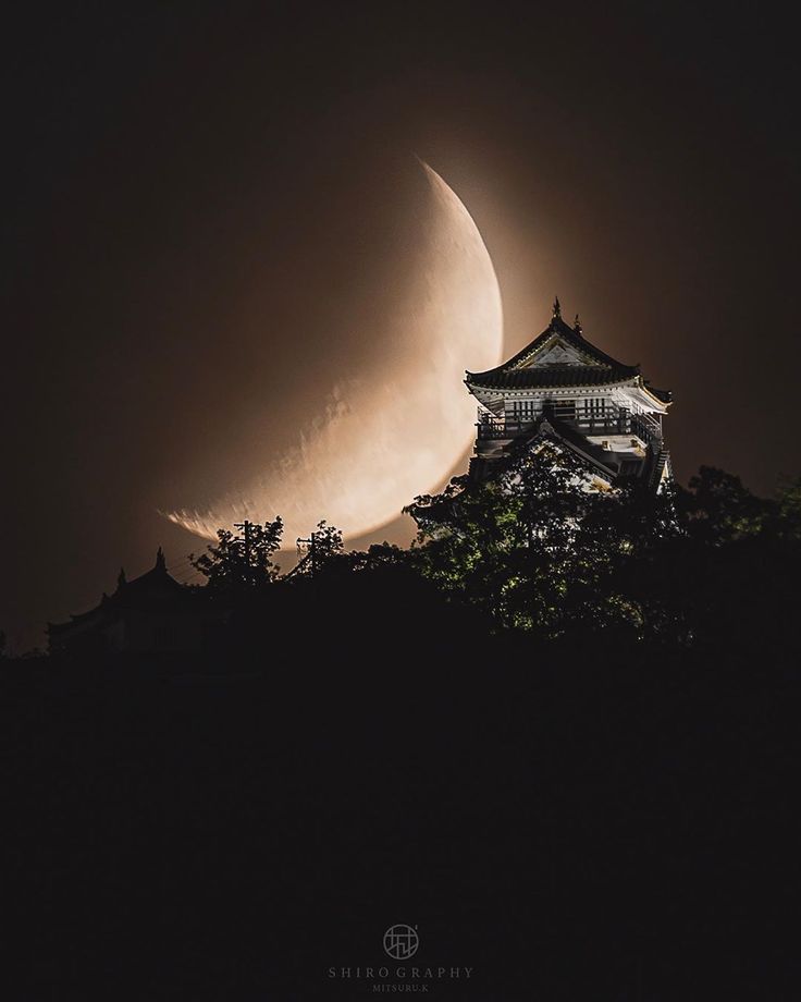 岐阜城と満月 月城 岐阜県岐阜市の観光・撮影スポットの名所