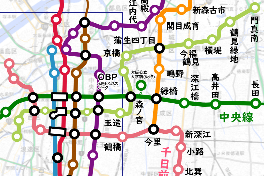 大阪府 地下鉄 千日前線 路線図無料イラスト素材素材ラボ