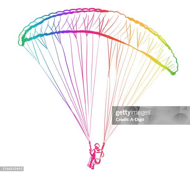 曇った背景色の黒のアウトライン高品質の漫画スタイルのパラグライダーイラスト素材透過、PNGフリー画像ダウンロード - Pngtree