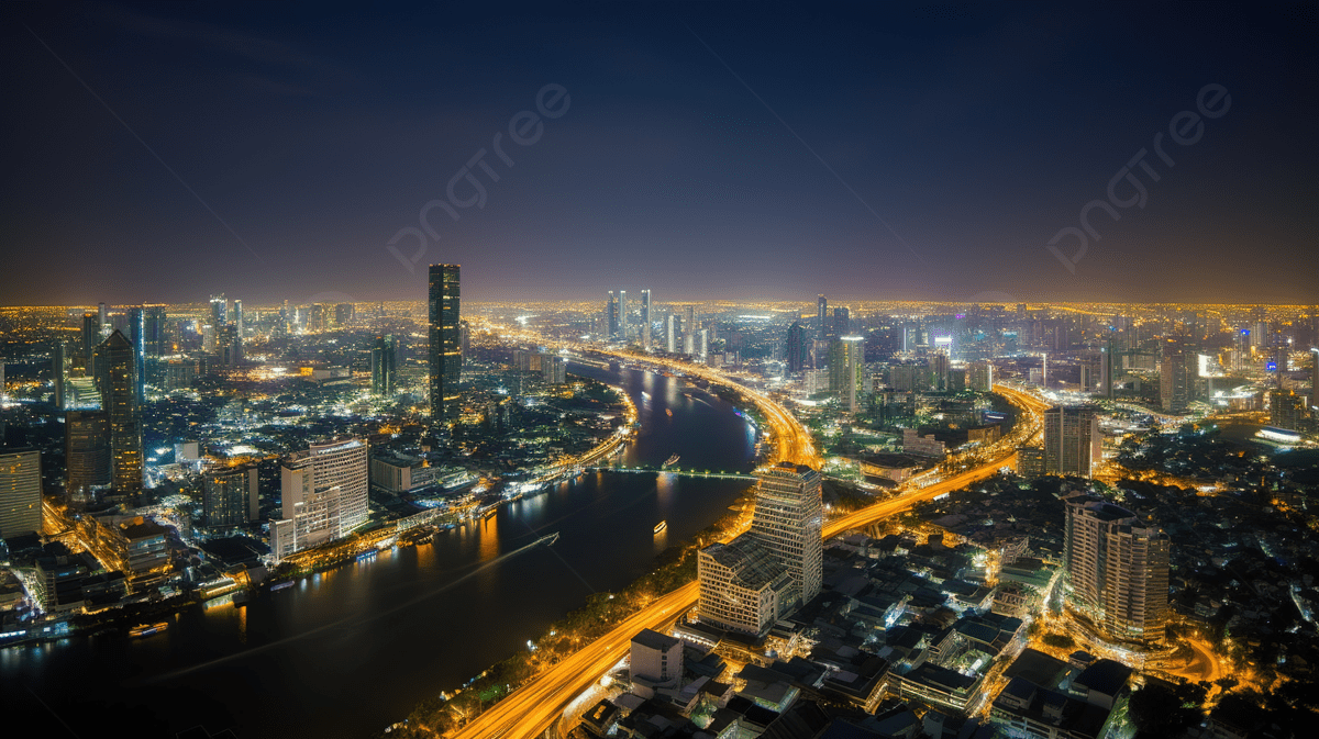 ビジネス地区にあるタイのバンコクの夜景です。バンコクの高層ビル。の写真素材・画像素材 Image 60355061