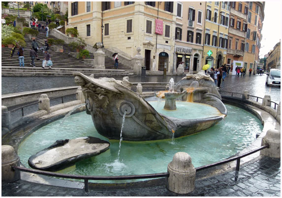 ローマの噴水-2 スペイン広場 バルカッチャの噴水