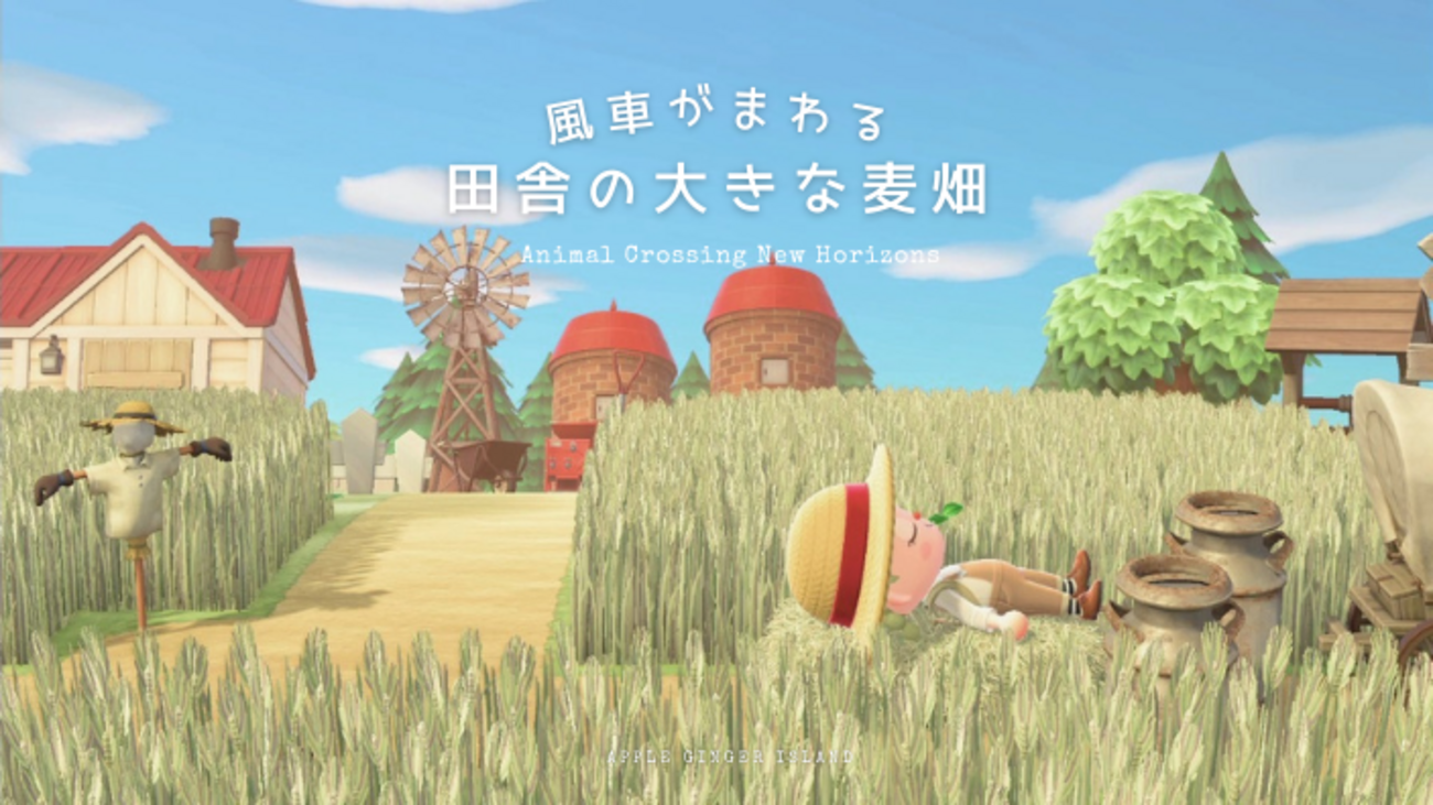 あつ森 おしゃれな麦畑のレイアウト～風車がまわる田舎道～ - マイミーボックス myme