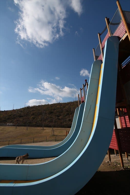 彩都なないろ公園はフリーフォール滑り台が2基!スリル満点!箕面ほくほく生活 -公園へおでかけ