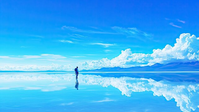 ミラーレイク・ウユニ塩湖 10616004356 の写真・イラスト素材アマナイメージズ