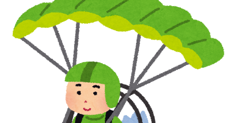 ねこまる・パラグライダーに挑戦 透過 PNG：イラスト無料
