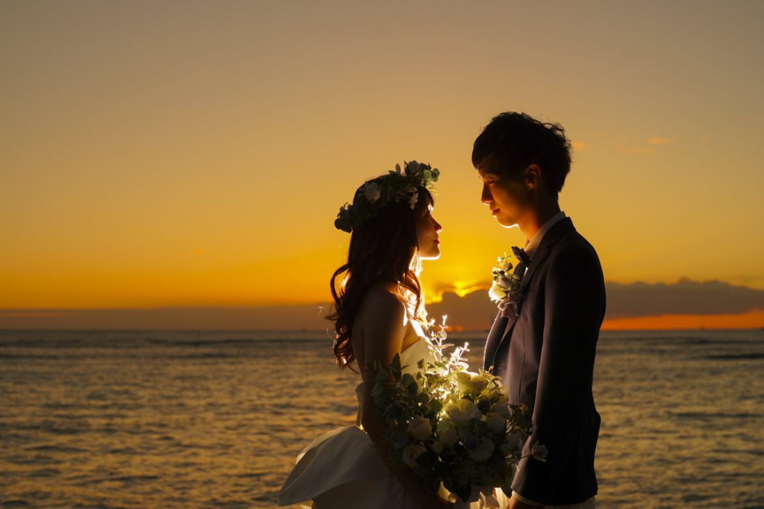 ハワイ挙式オプション撮影 実はお得でボリュームタップリなサンセットフォト♡