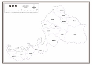 福井県の白地図 - 文字入りダウンロード地図の無料素材