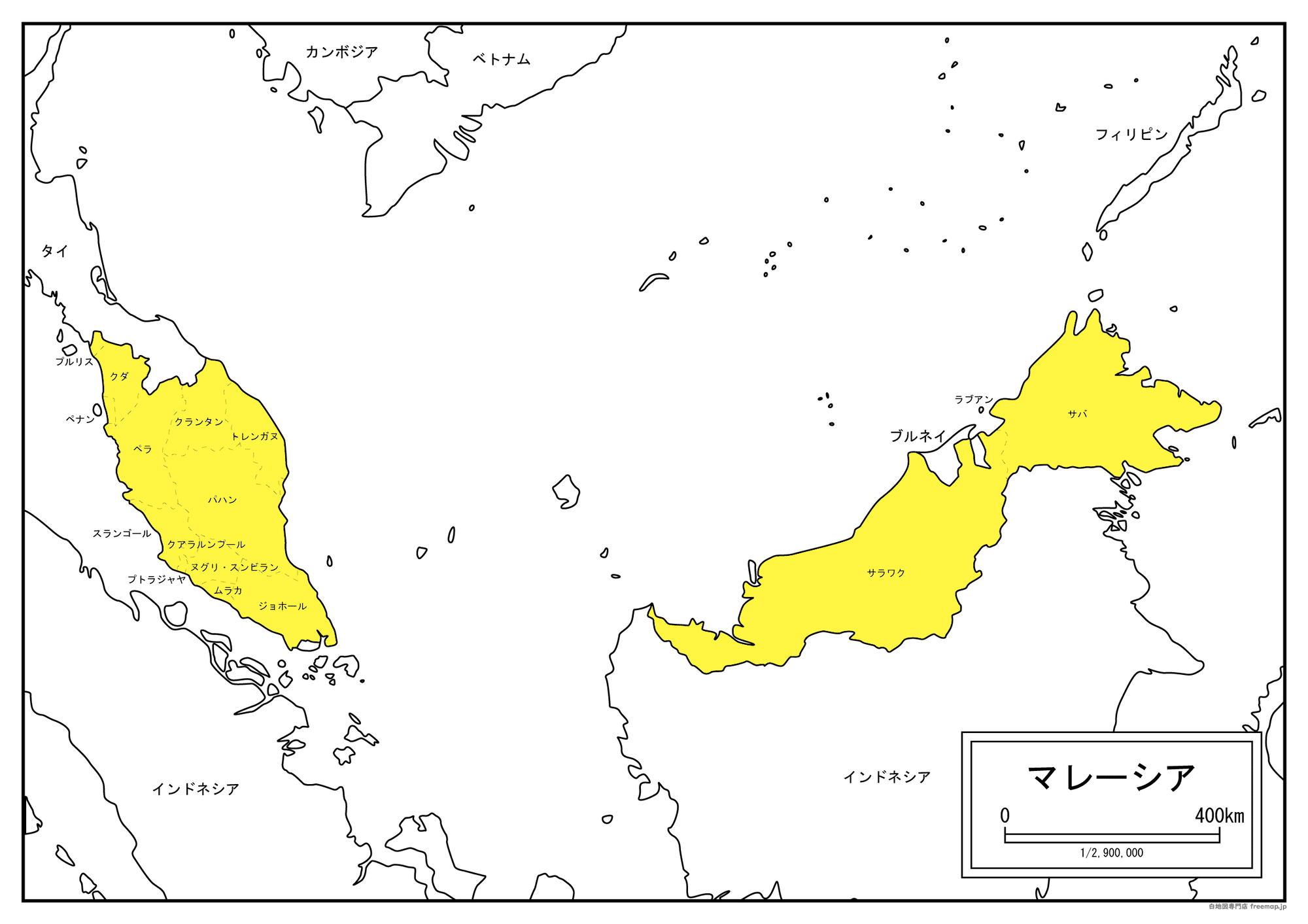 マレーシア半島の地図